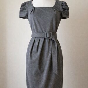 Adrianna Papell Charcoal Belted Dress